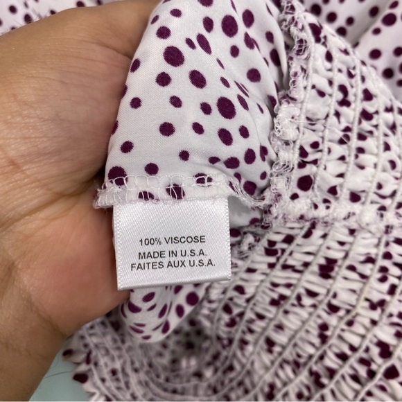 Misa Annabelle Polka Dot Blouse Purple White‎ Ruffle Sleeve Sz S - Picture 5 of 5